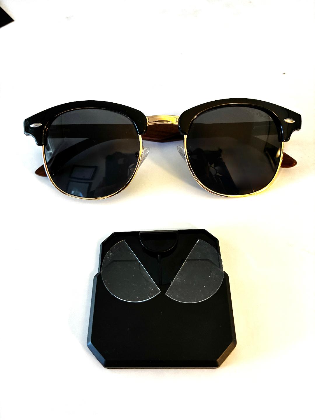 Dana Classic Black/Gold/Gray Sun Lenses with GPS Clear View Buttons